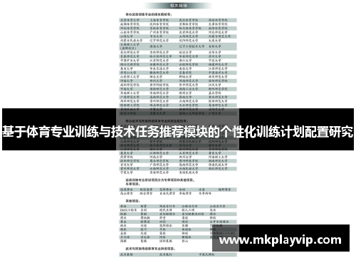 基于体育专业训练与技术任务推荐模块的个性化训练计划配置研究